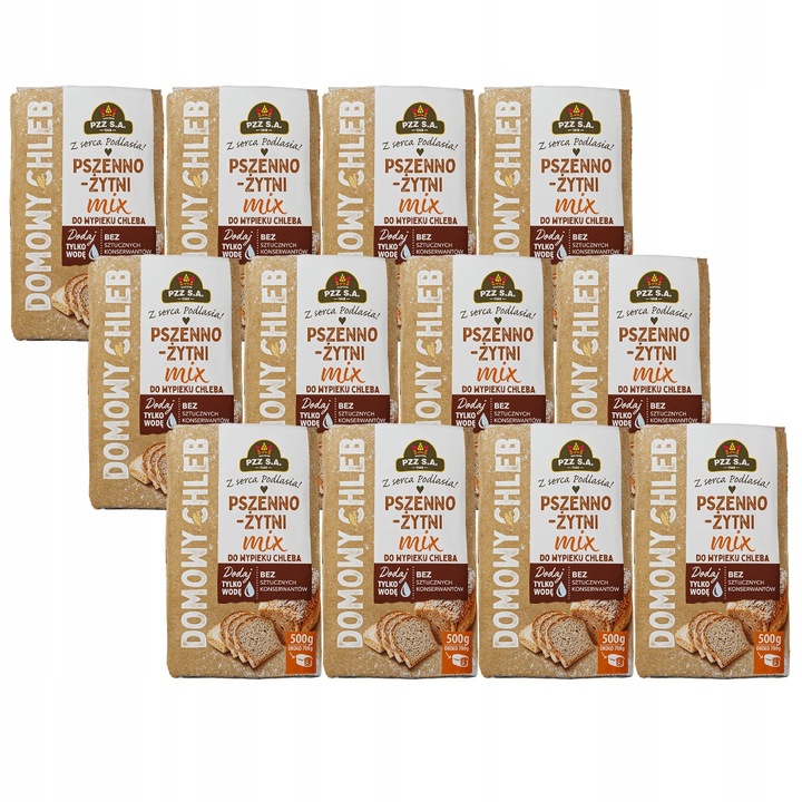 PZZ Mieszanka do wypieku chleba Mix pszenno-żytni 500 g x 12 sztuk