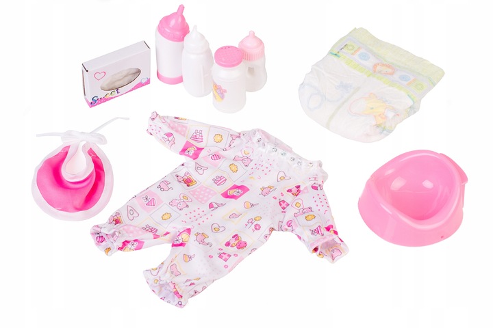 Interaktywna LALKA BOBAS dziewczynka długie włosy AKCESORIA nocnik ubranko