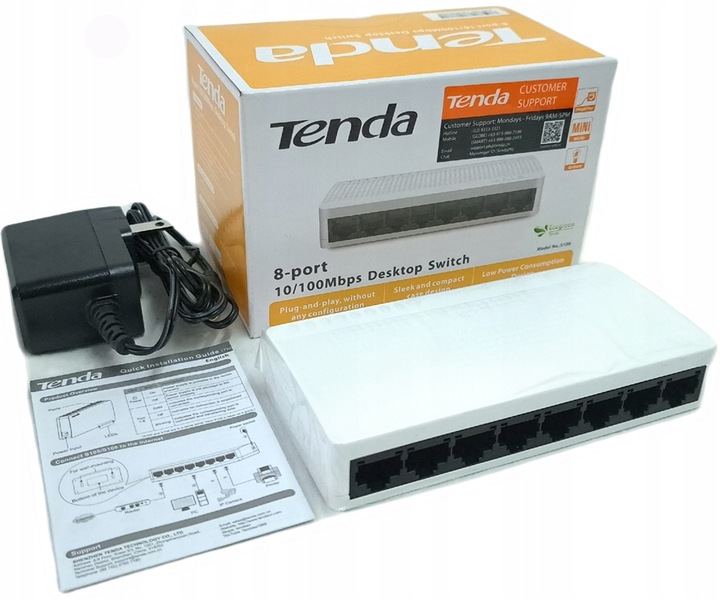 SWITCH 8-PORTOWY LAN RJ45 ROZDZIELACZ PRZEŁĄCZNIK ETHERNET 10/100 Mb/s