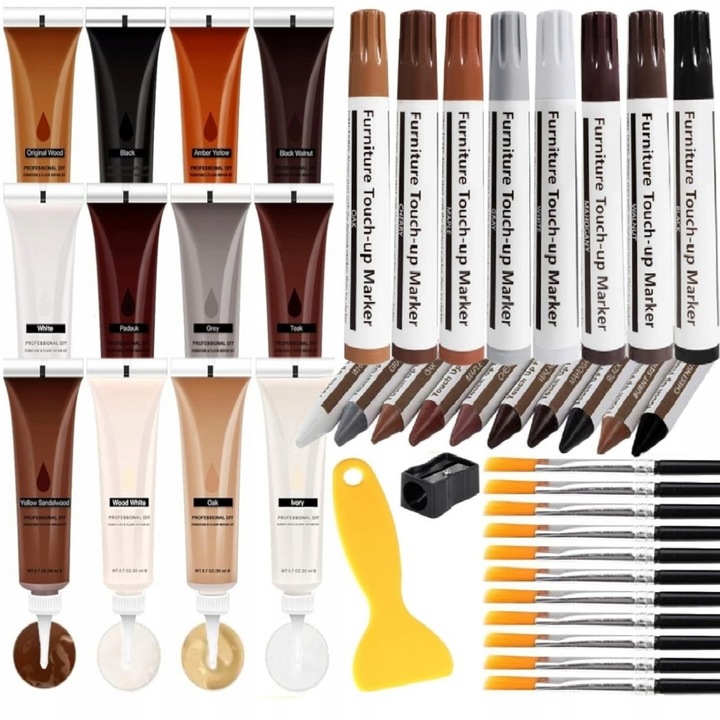 MEGA DUŻY ZESTAW NAPRAWCZY DO PANELI MEBLI NAPRAWY RYS DREWNA DRZWI