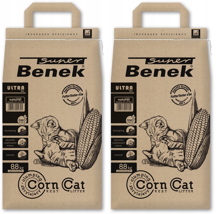 Super Benek Corn Cat Ultra 28L Drobnoziarnisty Żwirek dla kota Corn Compact