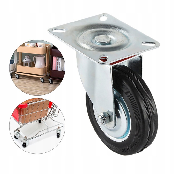 KÓŁKA OBROTOWE 75mm 200kg KOŁA METALOWO GUMOWE ZESTAW JEZDNY WÓZKÓW
