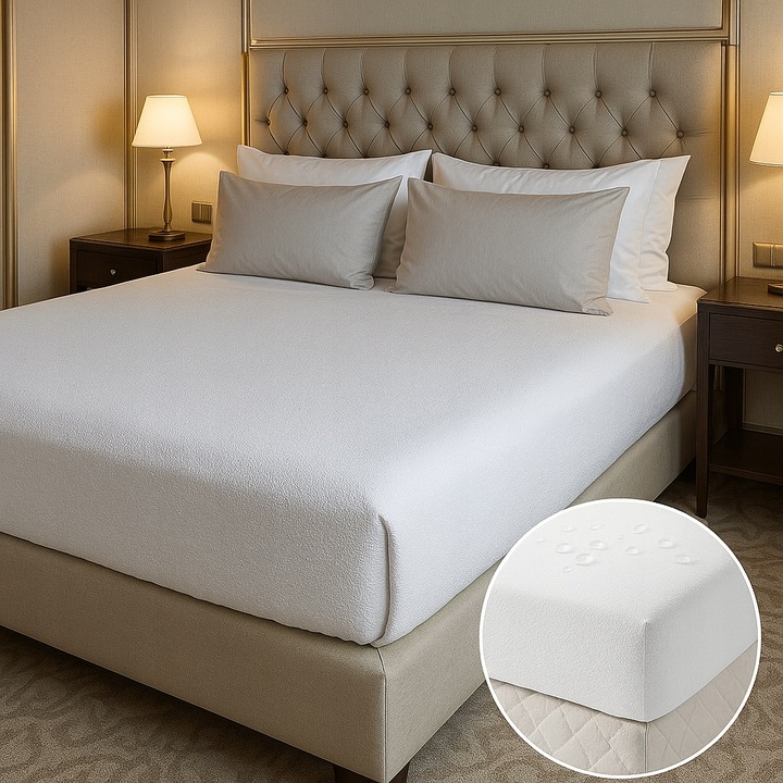 PRZEŚCIERADŁO Z GUMKĄ WODOODPORNE Z BAWEŁNĄ OEKO-TEX GRUBE BIAŁE