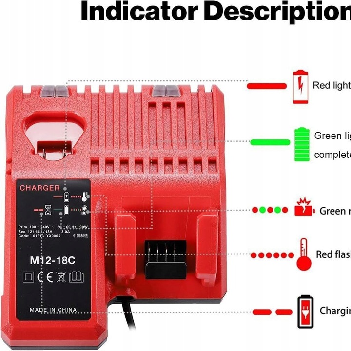 Ładowarka do Milwaukee M18 M12 12V - 18V akumulator M18B5 M18B4 M18BX