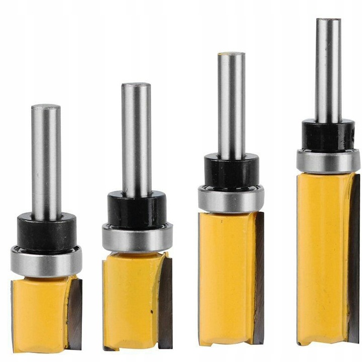 FREZ PROSTY KOPIUJĄCY Z ŁOŻYSKIEM DO DREWNA TRZPIEŃ 8 MM 4 SZT