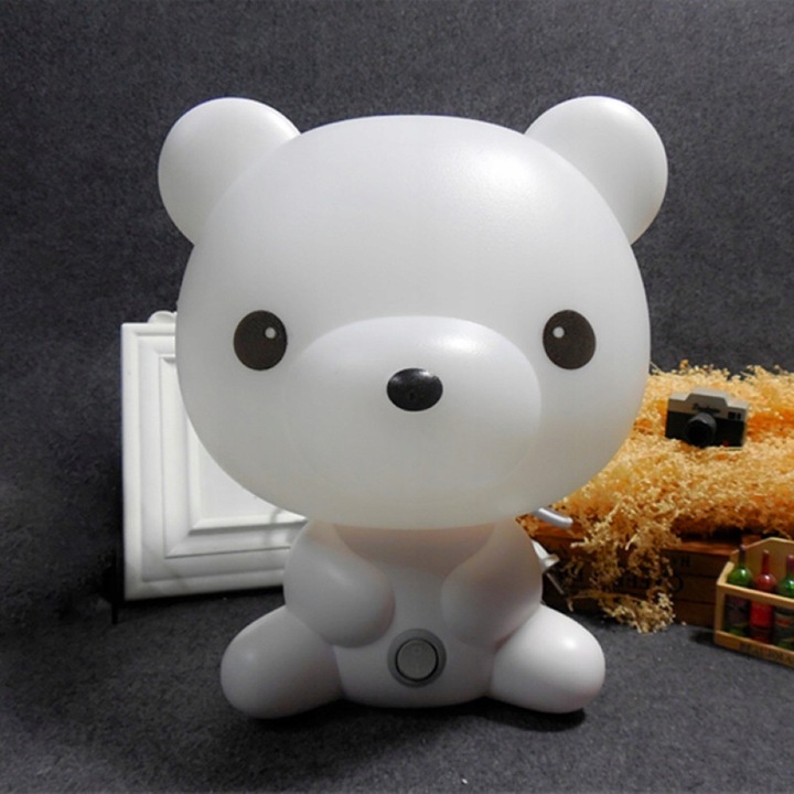 LAMPKA NOCNA DLA DZIECI LED MIŚ BIAŁA DO GNIAZDKA PREZENT