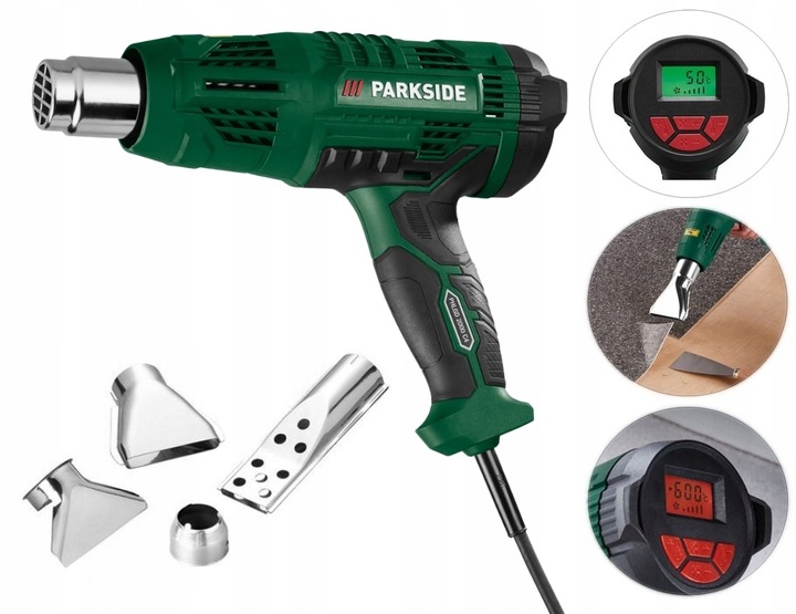 PARKSIDE MOCNA Opalarka PHLGD 2000W WYŚWIETLACZ LCD + 4 DYSZE