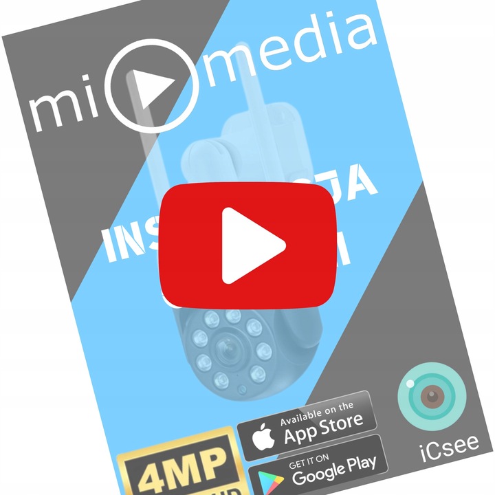 KAMERA ZEWNĘTRZNA OBROTOWA IP WiFi DO MONITORINGU 4X ZOOM ULTRA HD DETEKCJA