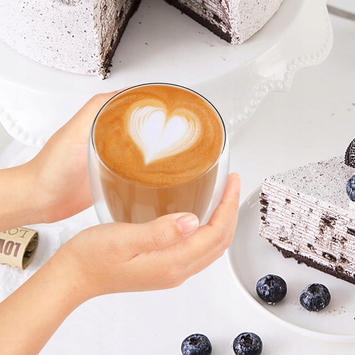 6x SZKLANKI TERMICZNE DO KAWY LATTE DRINKÓW 350ml ATESTOWANE