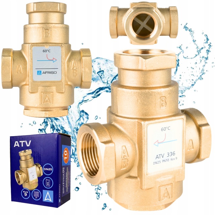 ZAWÓR TEMPERATUROWY OCHRONY POWROTU KOTŁA ATV 336 DN25 Ø 1" CAL 9 m³/h