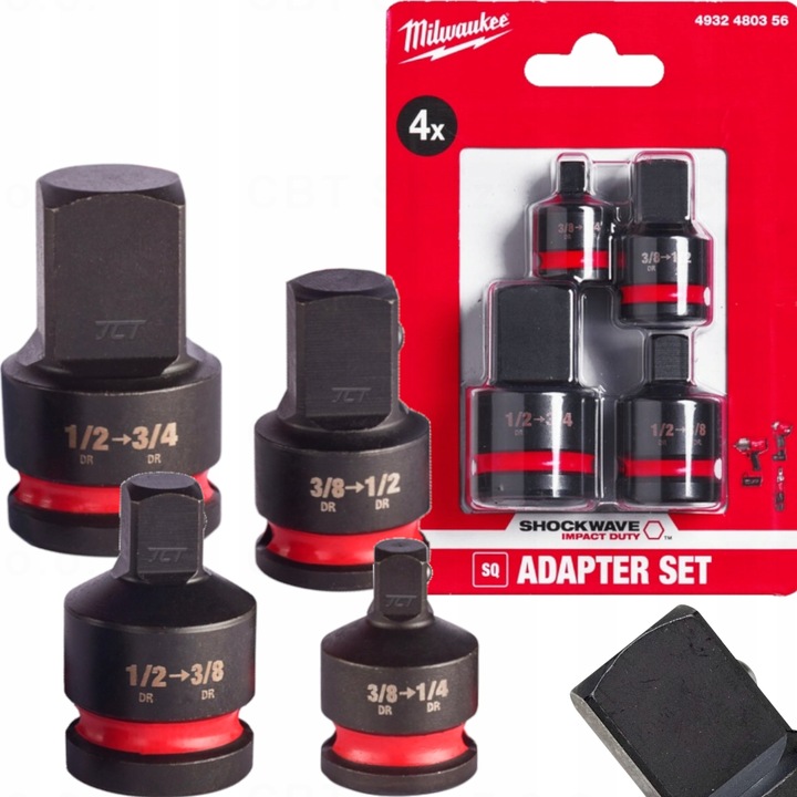 Zestaw adapterów udarowych Milwaukee 4932480356 4x Redukcje 1/2 1/4 3/4 3/8