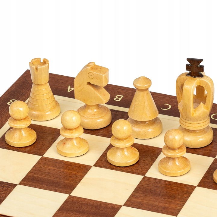 Szachy Drewniane wykonane z Mahoniu i Jawora + WARCABY GRATIS