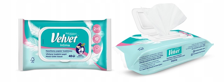 Velvet papier toaletowy nawilżany INTIMA 16 szt
