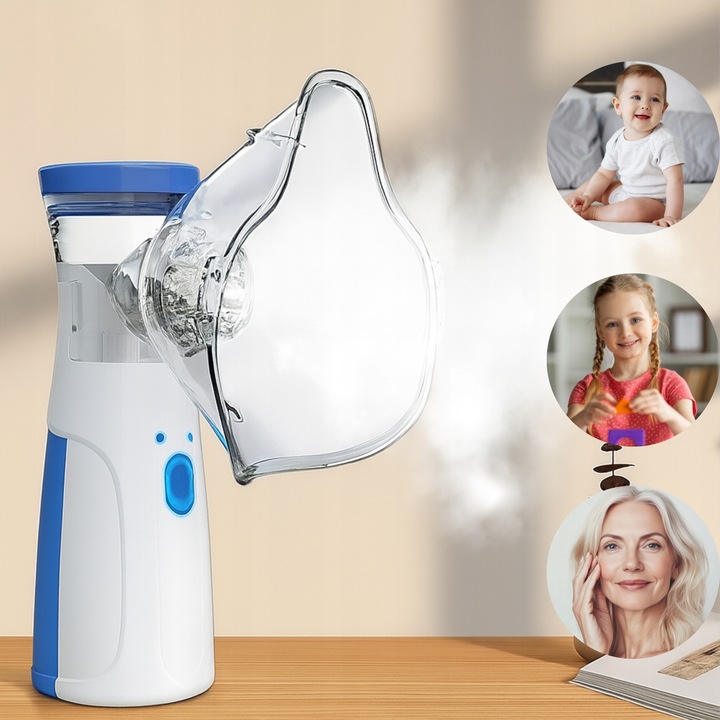INHALATOR NEBULIZATOR ULTRADŹWIĘKOWY PRZENOŚNY DLA DZIECI DOROSŁYCH AA USB