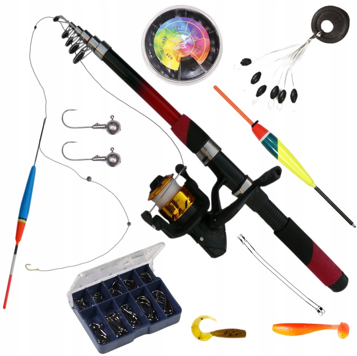 Gotowy Zestaw Wędkarski, spławik, spinning, wędka 2,10m - ZEST-W-02