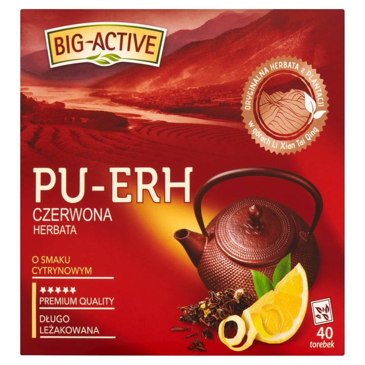 Herbata BIG ACTIVE czerwona PU-ERH cytryna 40tb x3
