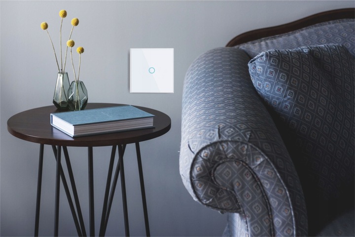 WŁĄCZNIK ŚWIATŁA SZKLANY DOTYKOWY POJEDYNCZY BIAŁY WIFI TUYA LED SZKŁO