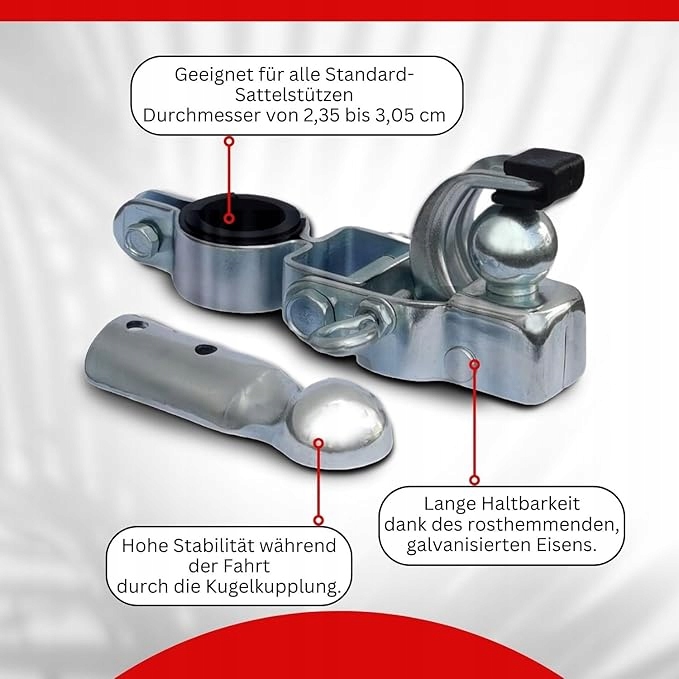 UCHWYT ZACZEP do przyczepki ROWEROWEJ DO DYSZLA do sztycy podsiodłowej
