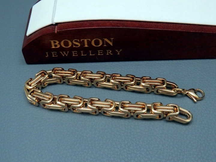 ZŁOTY ŁAŃCUSZEK Z BRANSOLETKĄ SPLOT KRÓLEWSKI 8MM STAL CHIRURGICZNA PREMIUM