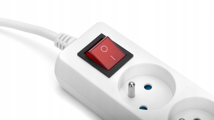 PRZEDŁUŻACZ LISTWA 16A WŁĄCZNIK UZIEMIENIE BIAŁY SIECIOWY 3 GNIAZDA 2M