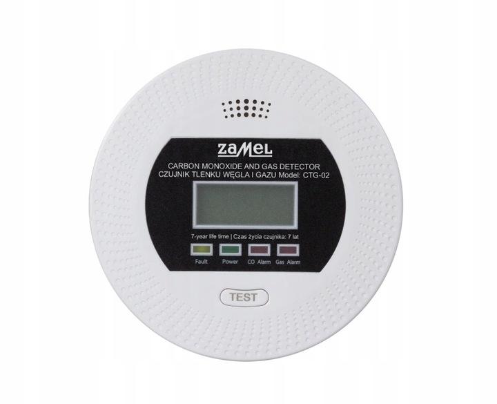 Czujnik czadu tlenku węgla i gazu 2w1 230V 90dB detektor CO LPG Zamel