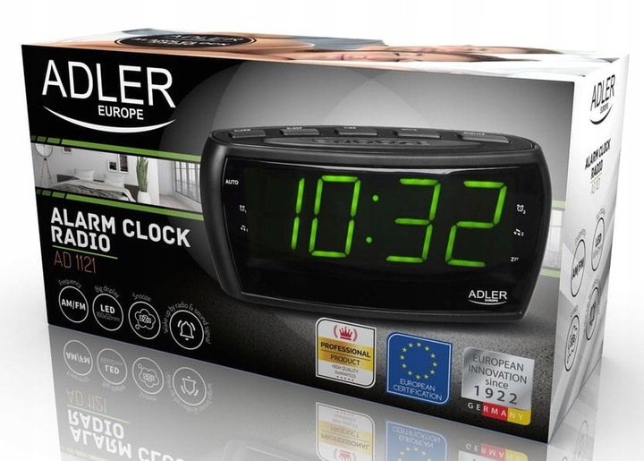 Radio sieciowe Radiobudzik Budzik Zegar AM, FM Adler AD1121