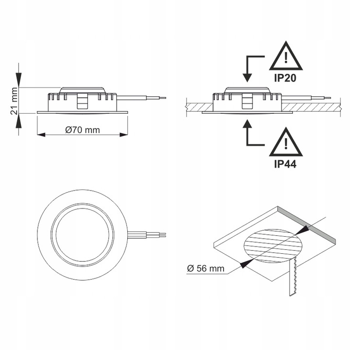 Oprawa LED IVO 230V AC 3,5W Stal Drapana barwa neutralna