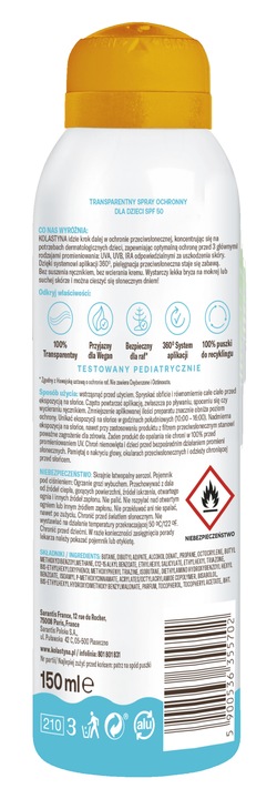 KOLASTYNA SPRAY OCHRONNY DLA DZIECI NA MOKRĄ I SUCHĄ SKÓRĘ SPF50 150ML