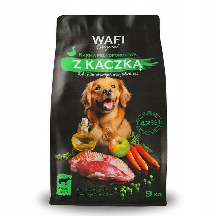 WAFI SUCHA KARMA DLA PSA Z KACZKĄ 42% MIĘSA 9KG
