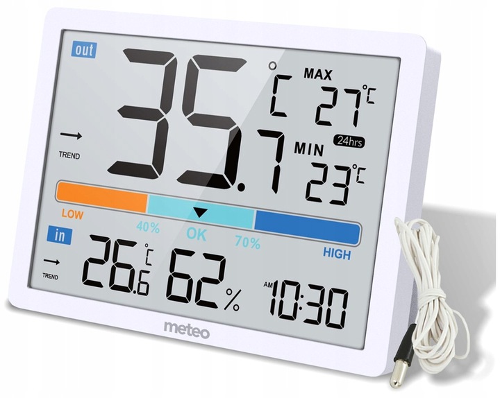 STACJA POGODY POGODOWA CYFROWA TERMOMETR WILGOTNOŚCIOMIERZ ZEGAR