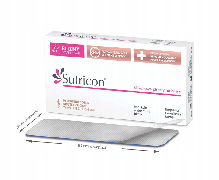 Sutricon silikonowe plastry do leczenia blizn 3x10 cm 5 plastrów