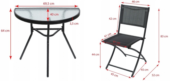 Meble na Balkon Ogród Taras Komplet STÓŁ 2 KRZESŁA