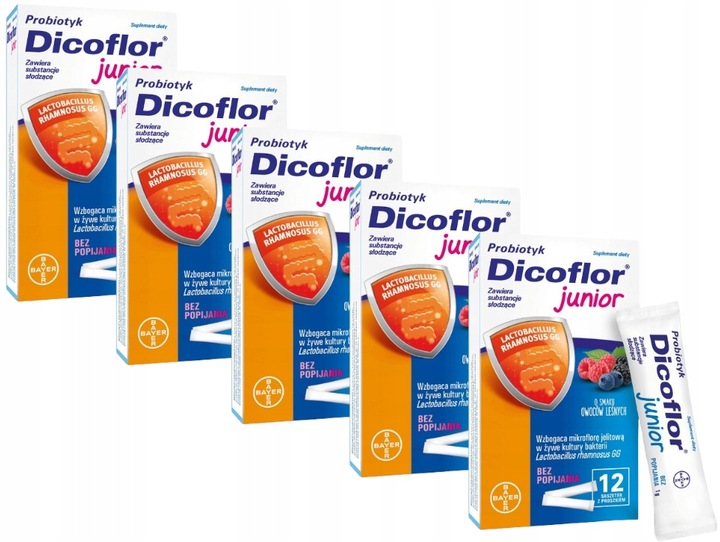 DICOFLOR JUNIOR probiotyk dla dzieci 5x12 sasz. + GRATIS
