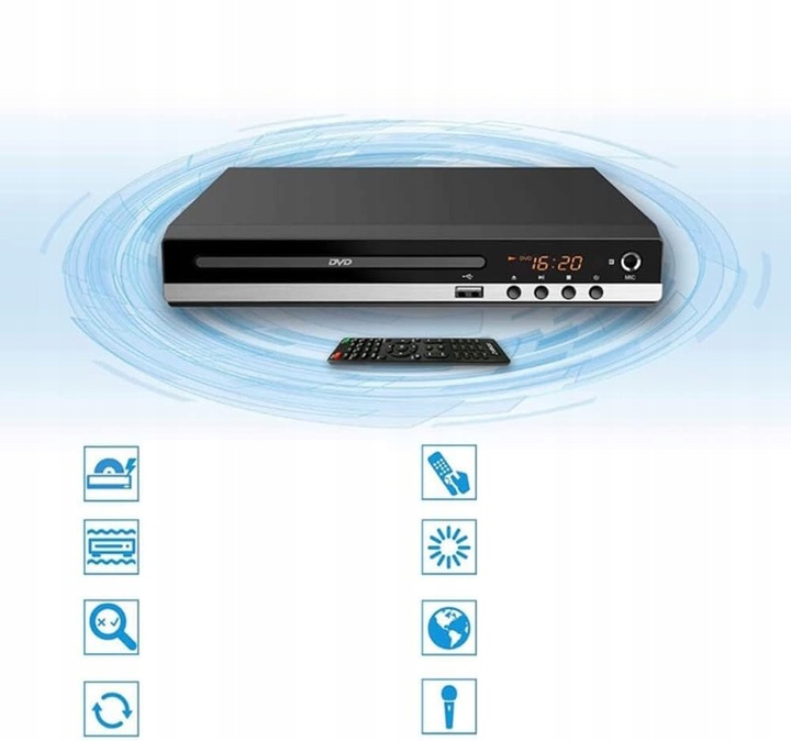 DVD EVD CD ODTWARZACZ HD1080P HDMI/AV/USB PODWÓJNE GNIAZDO MIKROFONU