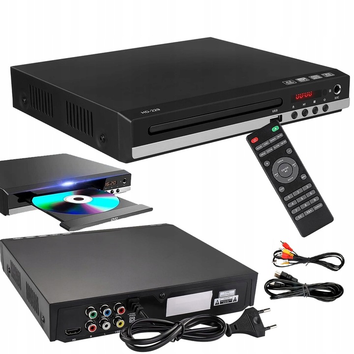 ODTWARZACZ DVD HDMI, CD, HDMI/AV WEJŚCIE USB DO TELEWIZORÓW + PILOT DVD-229