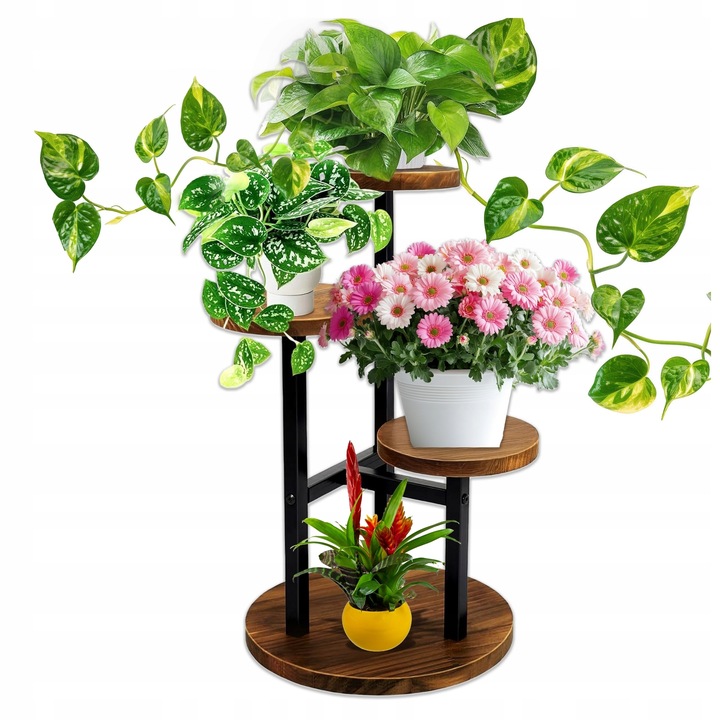 KWIETNIK STOJĄCY Stojak na Kwiaty Kwiatki Rośliny Metalowy Drewniany Loft
