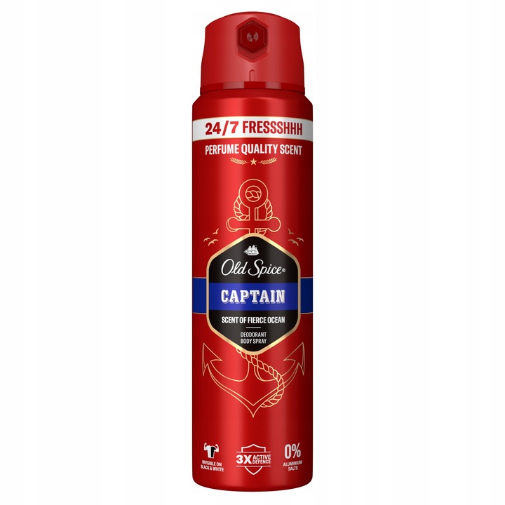 Old Spice Captain Dezodorant męski w sprayu, 6 x 150ml, 24h świeżości