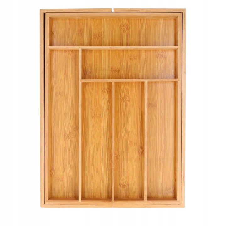WKŁAD DO SZUFLADY na sztućce bambusowy rozsuwany regulowany organizer 52x43