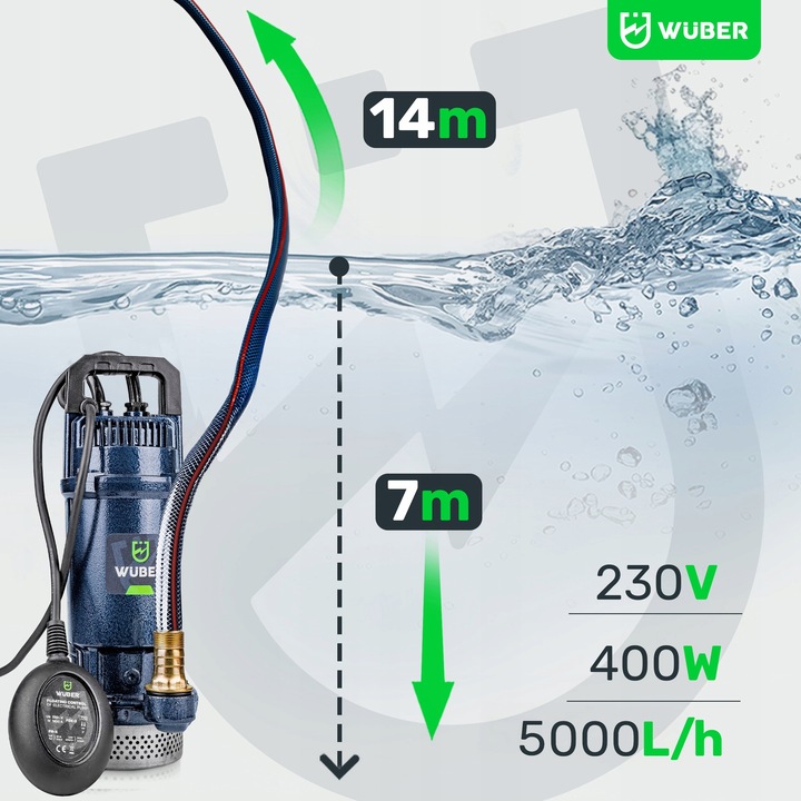 POMPA Z PŁYWAKIEM ZATAPIALNA Z SITEM DO WODY BRUDNEJ CZYSTEJ