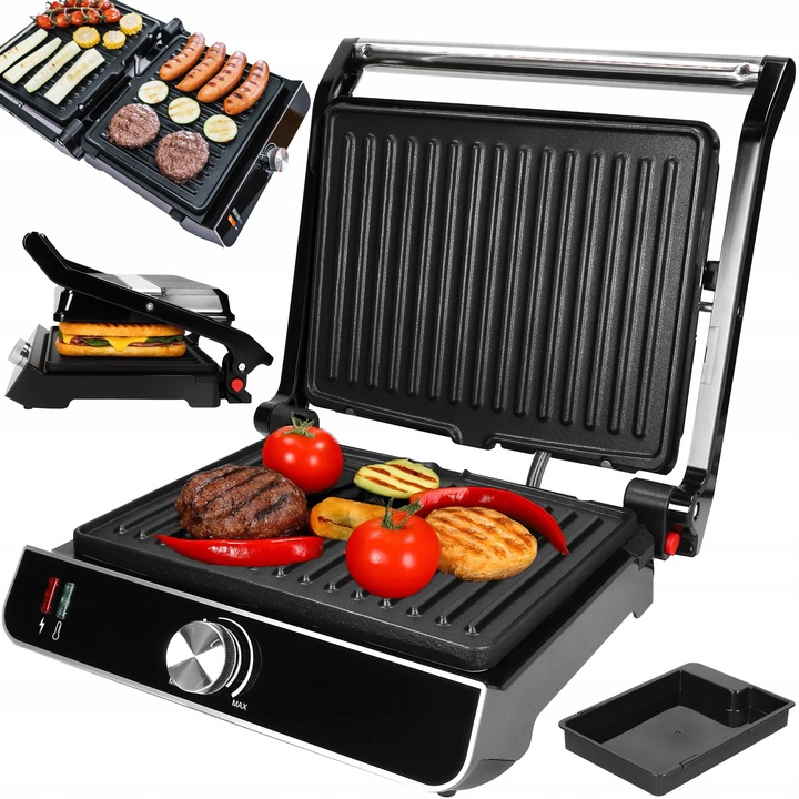 Grill Elektryczny Regulacja Temperatury Powłoka Non-Stick do Zmywarki