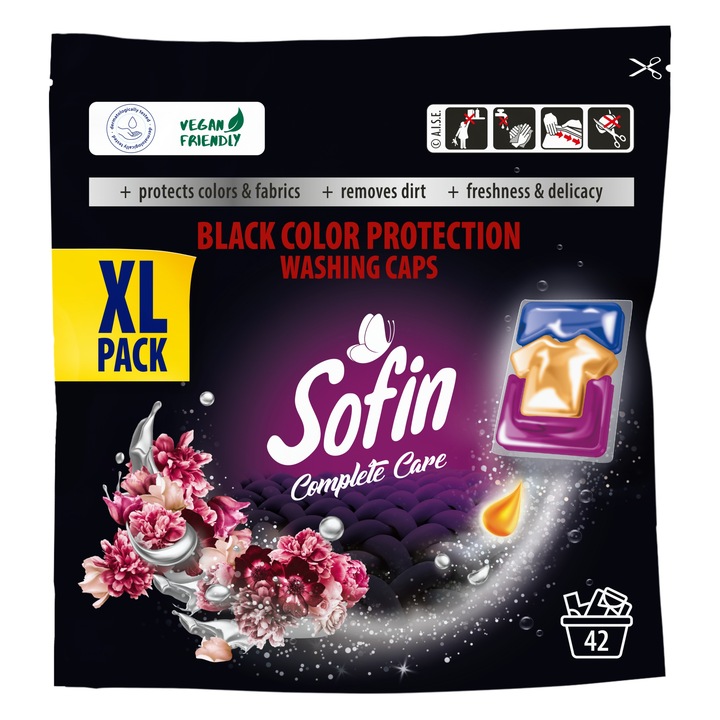 Sofin Kapsułki do Prania Ciemnego Czarnego Black Ochrona Kolorów XL 42szt