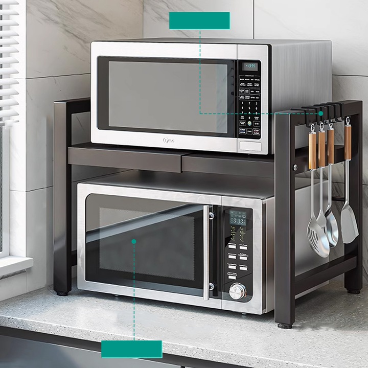 Półka stojak na mikrofalówkę regał kuchenny regulowany kuchenny stal