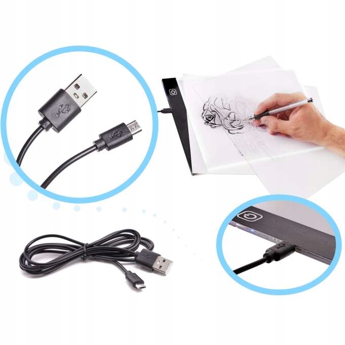 TABLET GRAFICZNY XL DESKA KREŚLARSKA DLA DZIECI RYSOWANIA LED A3 + GRATIS