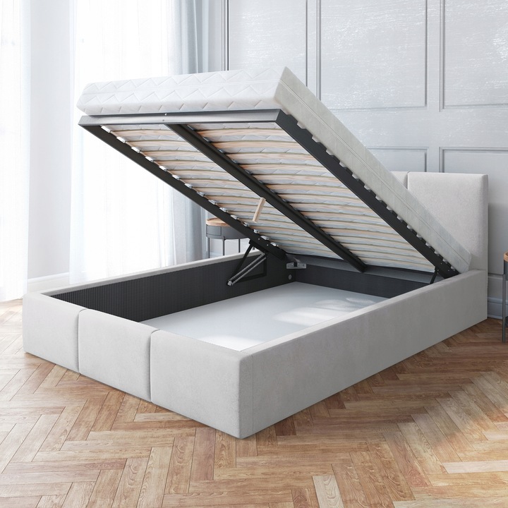 Łóżko 140x200 tapicerowane stelaż podnoszony AMBER