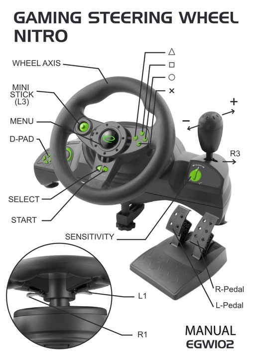 KIEROWNICA Z WIBRACJAMI PC PS3 BIEGI + PEDAŁY
