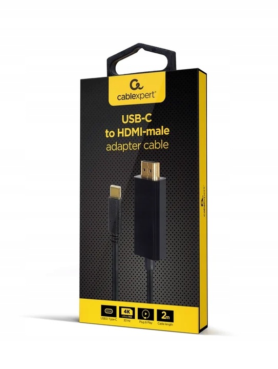 Adapter Gembird A-CM-HDMIM-01 2m USB Type-C do HDMI Czarny