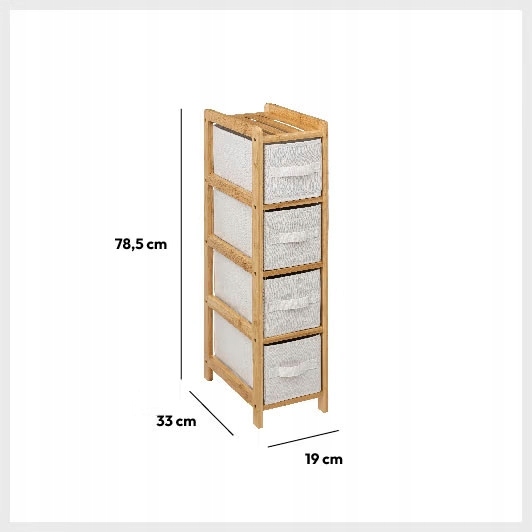 Regał łazienkowy do przechowywania z 4 koszami tekstylnymi Szuflady