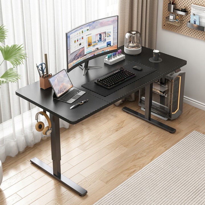 Biurko Elektryczne Podnoszone Czarne 160x80 Regulowane NOWOCZESNE