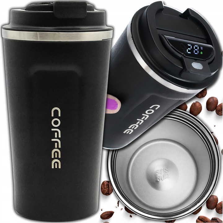 KUBEK TERMICZNY TERMOS 510 ML WYŚWIETLACZ EKRAN LCD NA KAWĘ HERBATĘ SMART