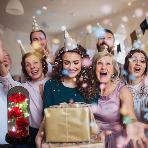 WIECZNA RÓŻA W SZKLE W KOPULE ŚWIECĄCA NA WALENTYNKI LED PREZENT PUDEŁKO